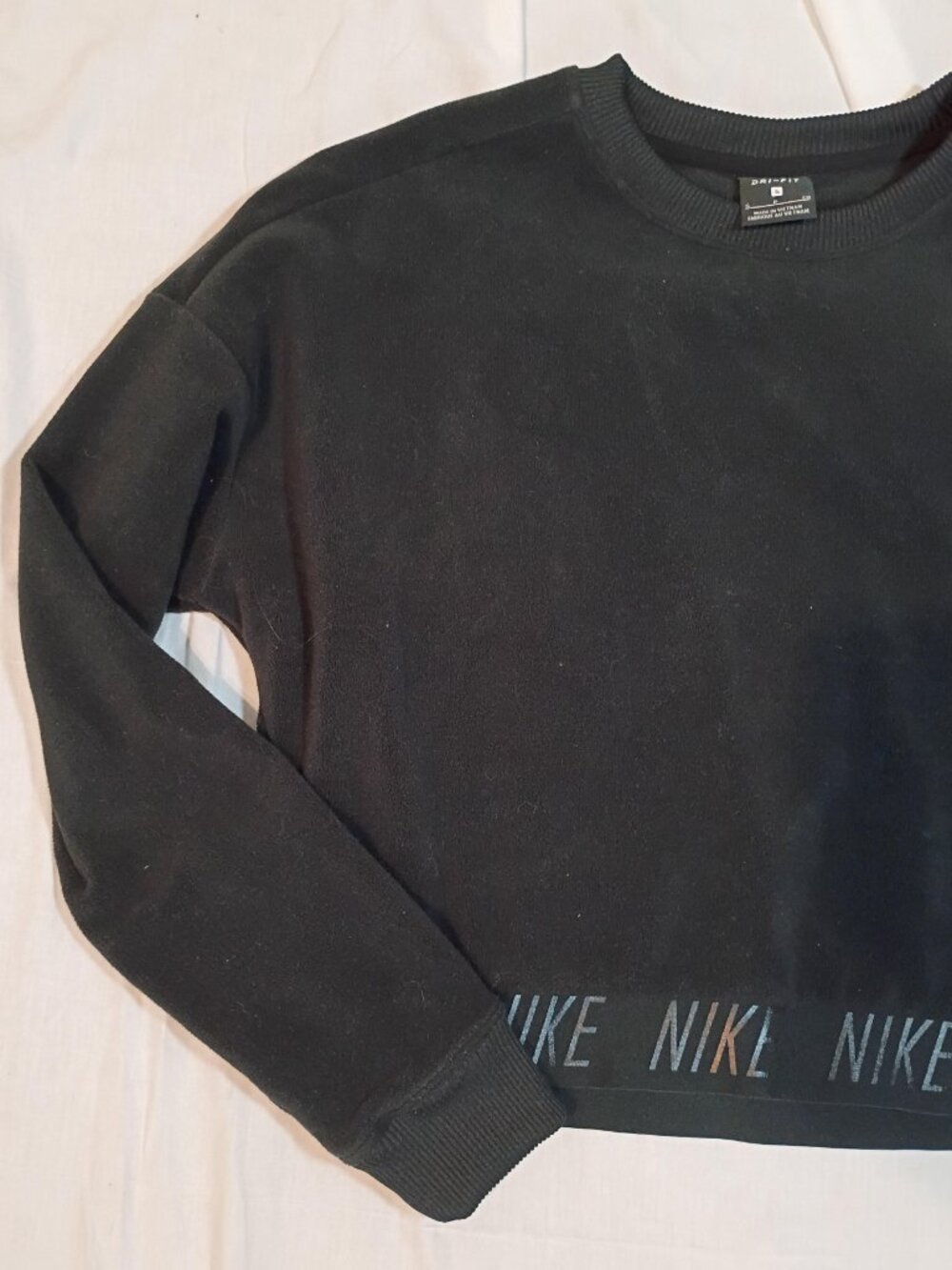 Nike/Crewneck Sweatshirt/Womens S/Black Dri-FIT Cropped Athleisure Logo Waistban - Picture 4 of 6